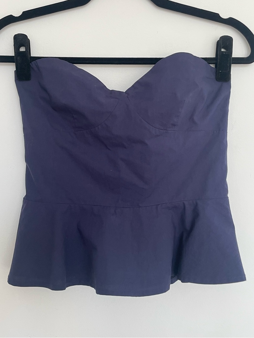 Veronica Beard Navy Strapless Sweetheart Peplum Bustier Top Size 4 - Picture 2 of 5